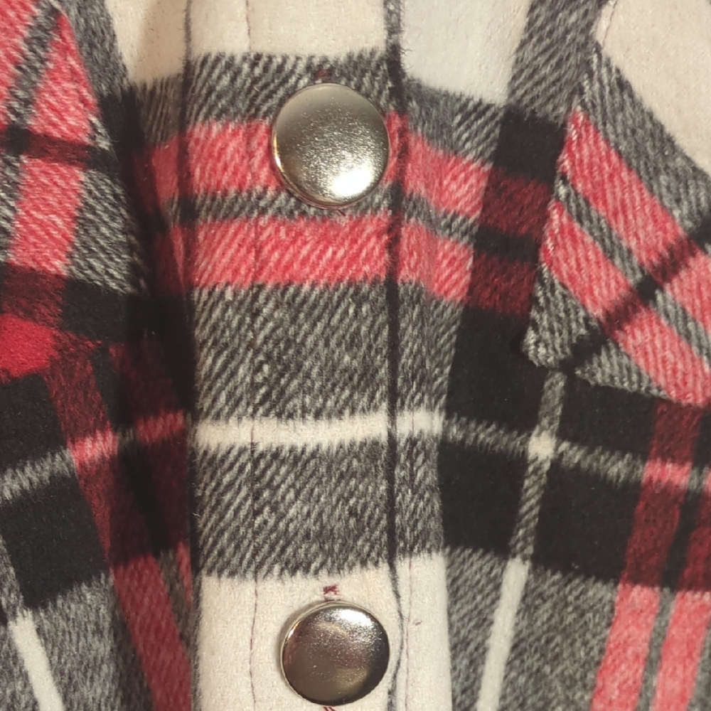 Plaid Women's Jacket - Black, Red, Cream - Picture 3 of 4